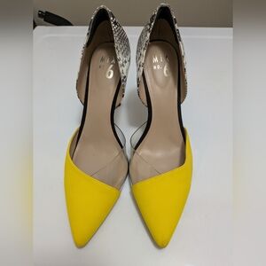 Mix No. 6 Yellow and Black Snakeskin Heels